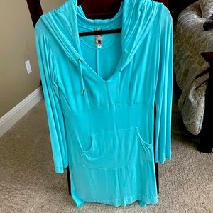Tiffany blue Sita hooded dress/swim cover up size L